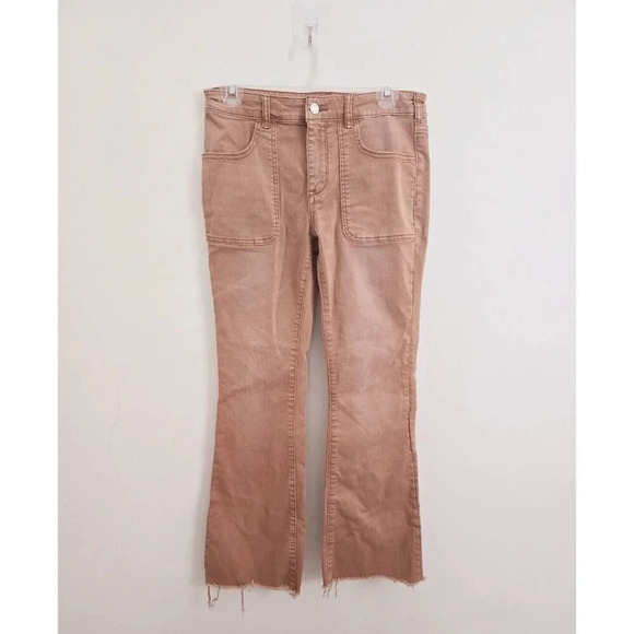 Pilcro Anthropologie Bronze Boho Low Rise Icon Faded Flared Y2K Cotton Jeans 28 - Picture 2 of 14